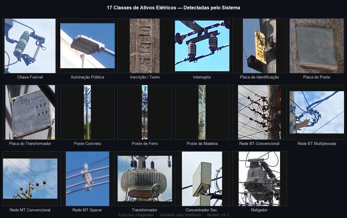 Grid das 17 classes de ativos detectadas